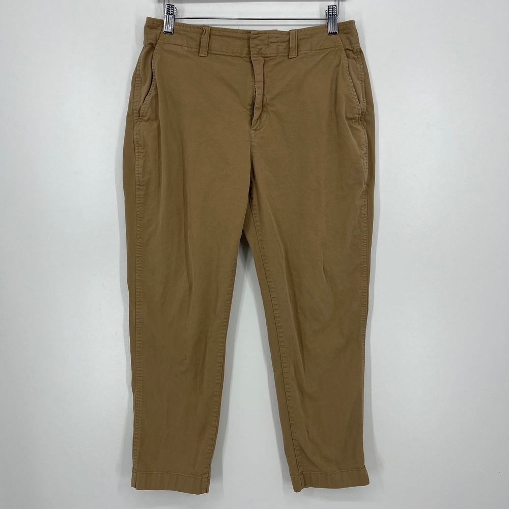Gap Downtown Khaki Tan Brown Straight Leg Chino Pants Womens 10 Stretch Cotton